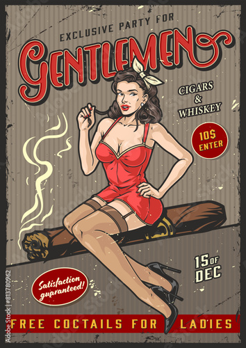 Gentlemen club colorful vintage flyer