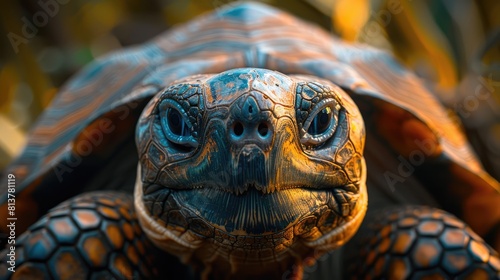 Portrait of a Giant Tortoise (Chelonoidis niger); Santa Cruz Island, Galapagos Islands, Ecuador Generative AI photo