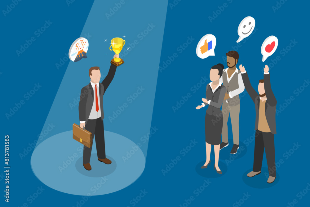 3D Isometric Flat Vector Illustration of Being Recognized , Unique Talented Person 3D Isometric Flat Vector Illustration of Being Recognized , Unique Talented Person