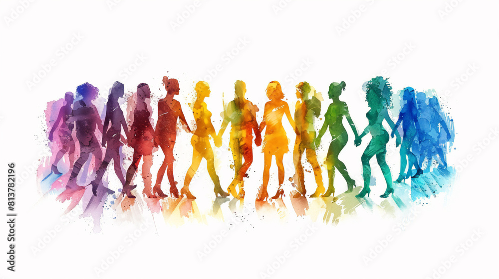 Fototapeta premium Vibrant Rainbow People Illustration: Celebrating Diversity and Unity in a Colorful Community Concept, Perfect for Multicultural Projects and Social Equality Campaigns.