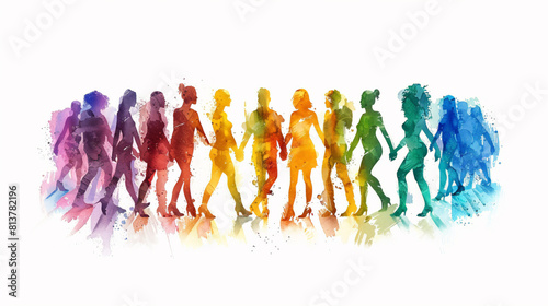 Vibrant Rainbow People Illustration  Celebrating Diversity and Unity in a Colorful Community Concept  Perfect for Multicultural Projects and Social Equality Campaigns.