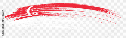 Singapore flag brush paint textured isolated  on png or transparent background. vector illustration