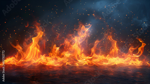 Fire Flame on Transparent Background, Burning flames fire background  © Rehman