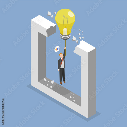 3D Isometric Flat Vector Illustration of Overcome Limits, Leadership Concept