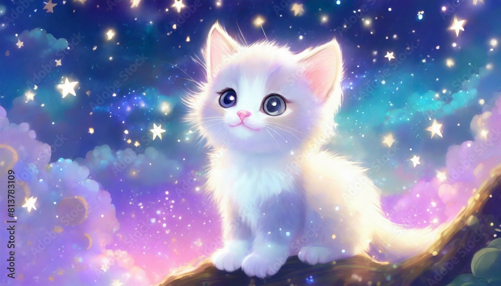 満点の星空を眺める猫 満点の星空を眺める猫