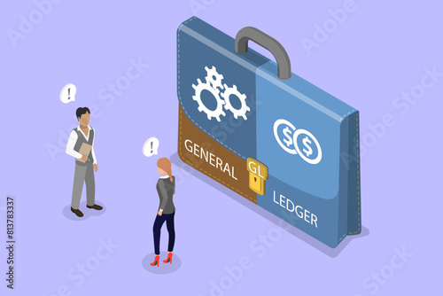 3D Isometric Flat Vector Illustration of General Ledger Accounting, GL, Account Managment