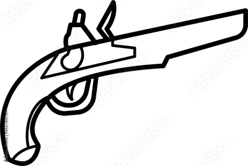 Musket pistol outline icon vector photo