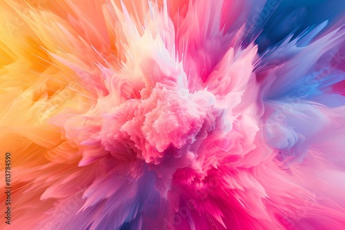 Abstract painting. Colorful powder explosion on black background.