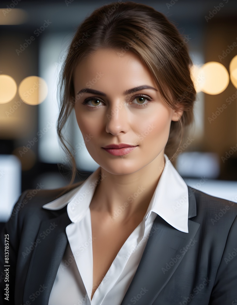 Portrait of a Beautiful Smiling Caucasian Businesswoman in Office Portrait of a Beautiful Smiling Caucasian Businesswoman in Office