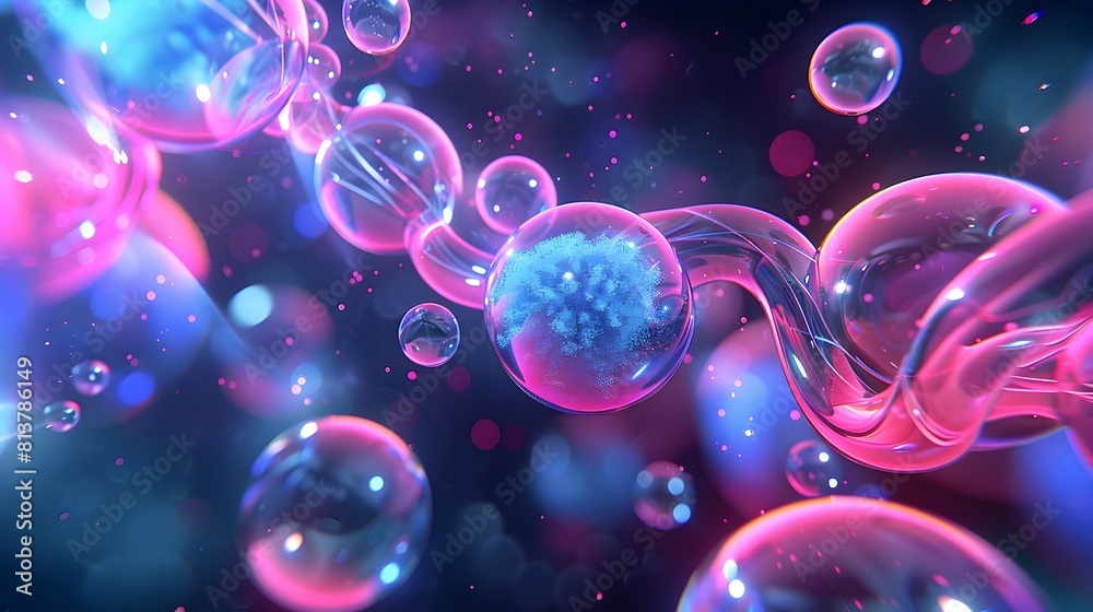 Glowing Molecular Tendril Dance in Shimmering Quantum Void