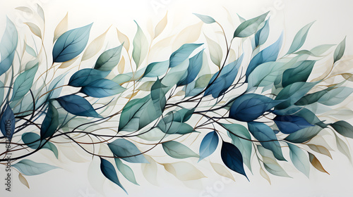 watercolor illustration of green leaves print pattern abstract graphic poster background