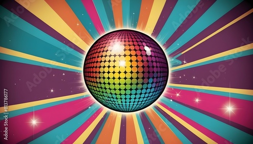 A retro disco background with bright colors and fu upscaled_2
