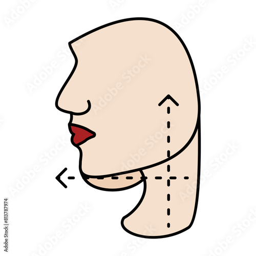 Get rid of unwanted fat under the chin vector icon design, Cosmetology or Cosmetologist Symbol, esthetician or beautician Sign, Beauty treatment stock illustration, double chin removal concept