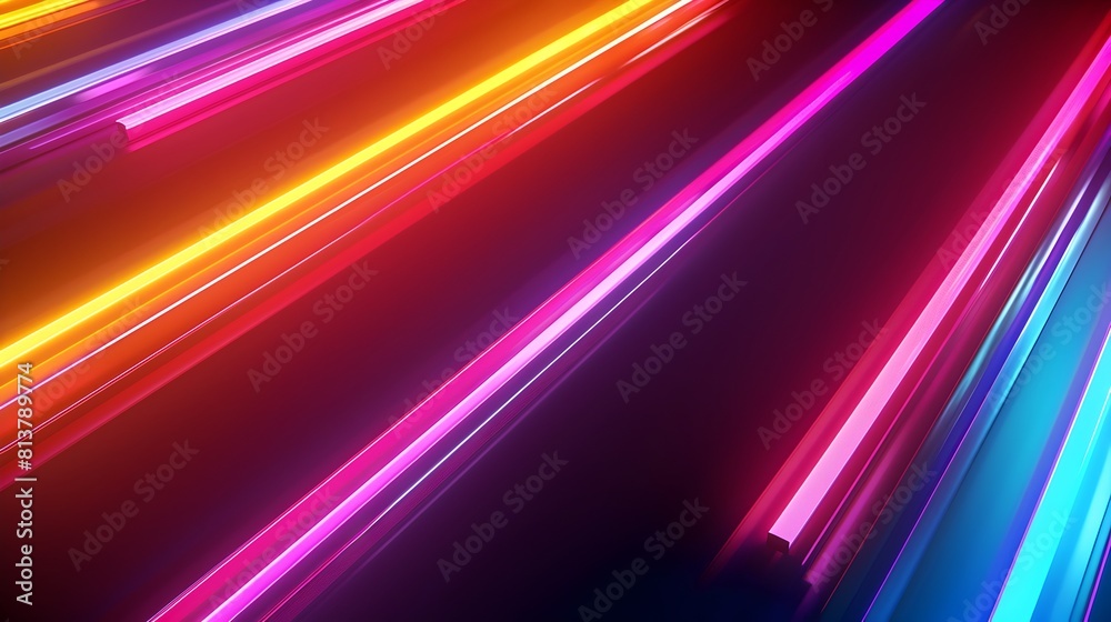 Fototapeta premium Vibrant Neon Spectrum of Radiant Rays and Glowing Lines in Dynamic 3D Rendered Abstract Background