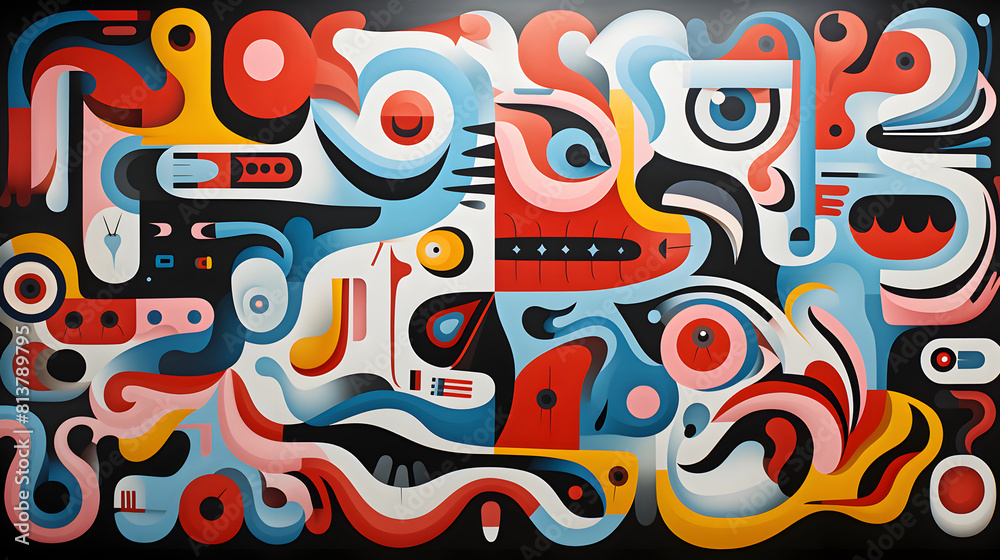 cartoon characters stylized in a clean and contemporary graphic style pattern geometric shapes design poster background cartoon characters stylized in a clean and contemporary graphic style pattern geometric shapes design poster background