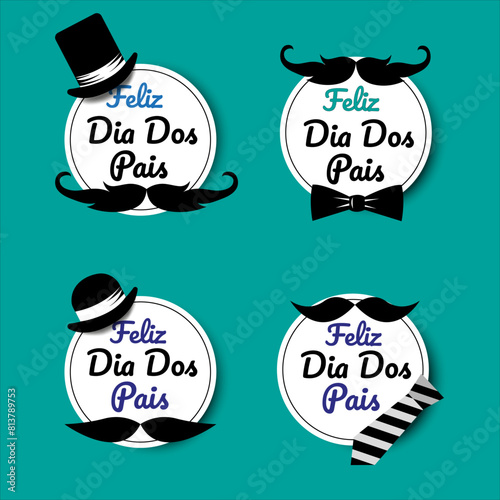 Vector stickers feliz dia dos pais. Father's day