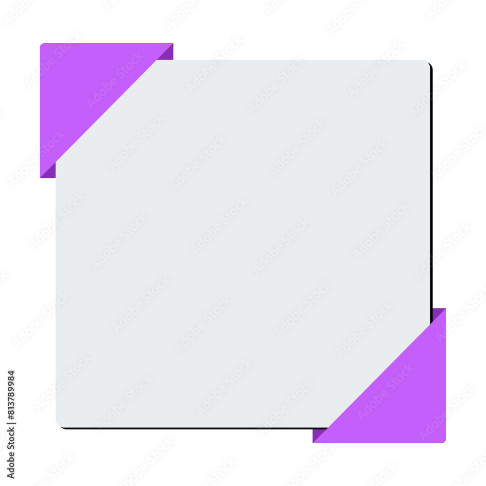 Blank Square Canvas with Purple Corner Protectors Isolated on White; can be used as a Text Frame or Border. Blank Square Canvas with Purple Corner Protectors Isolated on White; can be used as a Text Frame or Border.