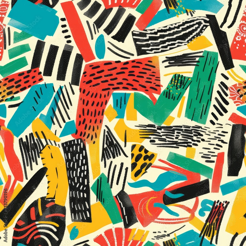 Vibrant Abstract Pattern with Geometric Shapes and Textures Vibrant Abstract Pattern with Geometric Shapes and Textures