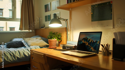 Proper College Student Room with Bed and Study Table