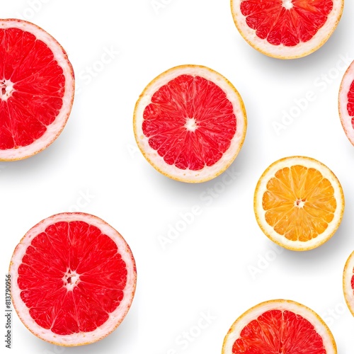 grapefruit and lemon on white background