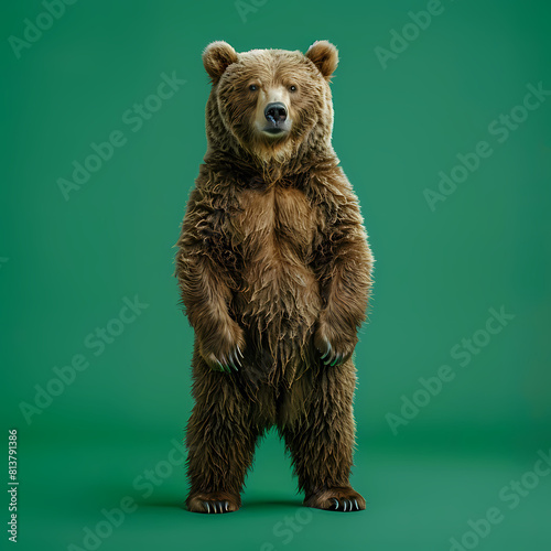 Full body of bear on solid green screen background, fashion photography, evenly lighting © Akharadat