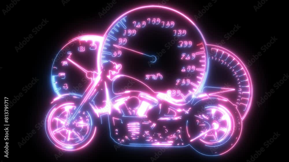 neon animation of chopper motorcycle neon animation of chopper motorcycle