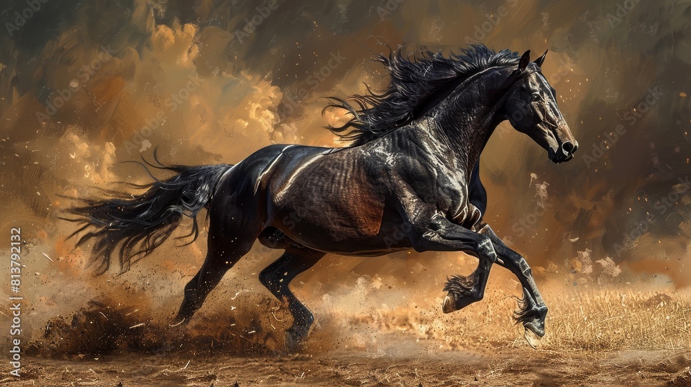 Craft an image showcasing the elegance of horses portrayed in a breathtaking artwork Craft an image showcasing the elegance of horses portrayed in a breathtaking artwork