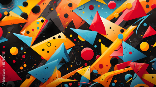 90s style abstract pattern geometric shapes design poster background