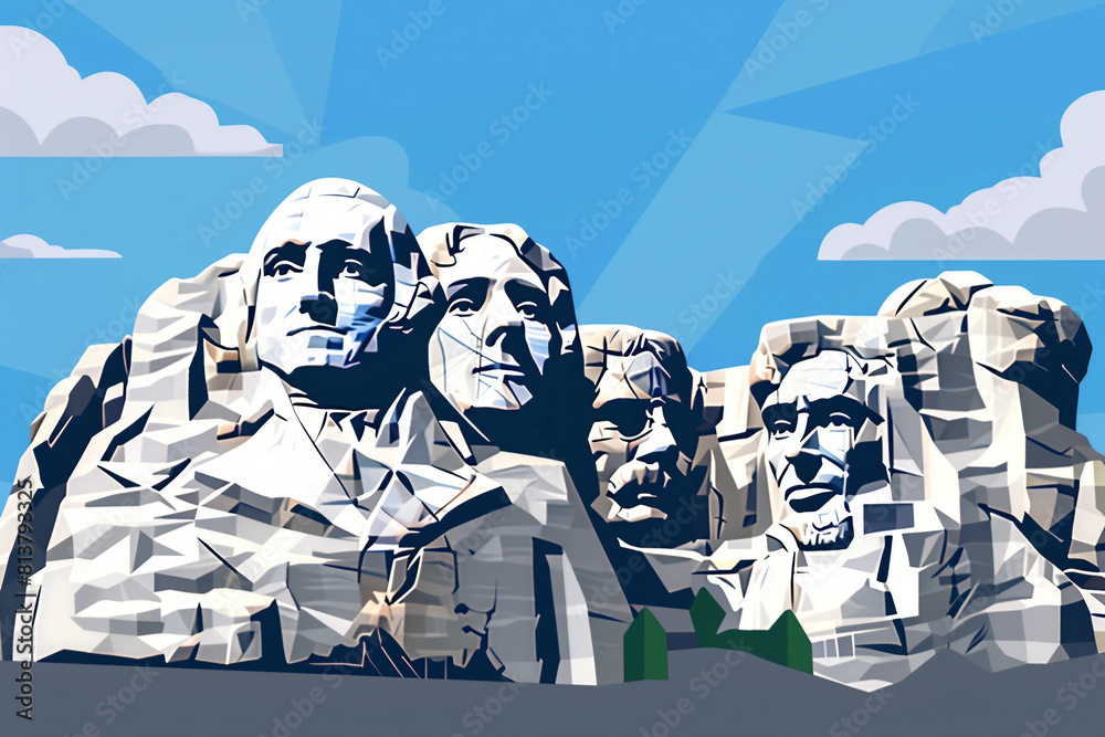 Rushmore Graphics Mount Rushmore flat vector illustration skyline Stock Illustration ...