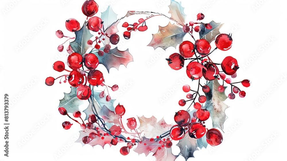Obraz premium Watercolor Christmas card , Hand-lettered Christmas card