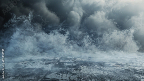 A stormy effect on Smokey background with concrete floor