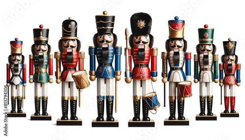 Christmas nutcracker toy soldiers, isolated on a white background.  photo