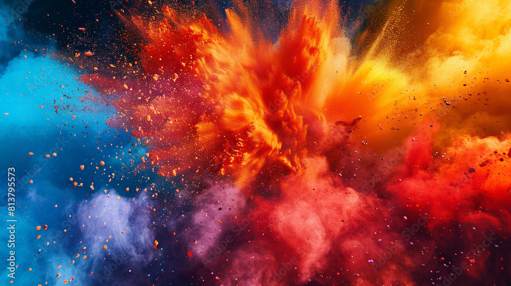 Fototapeta premium A sudden eruption of colors in Studio background