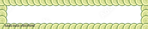Vegetable cucumber border or slice of cucumber frame banner with copy space