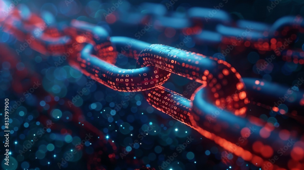 Illustration of a secure blockchain network validating transactions Illustration of a secure blockchain network validating transactions