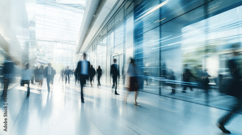 Transit Scene with People Walking in Subway and office	
