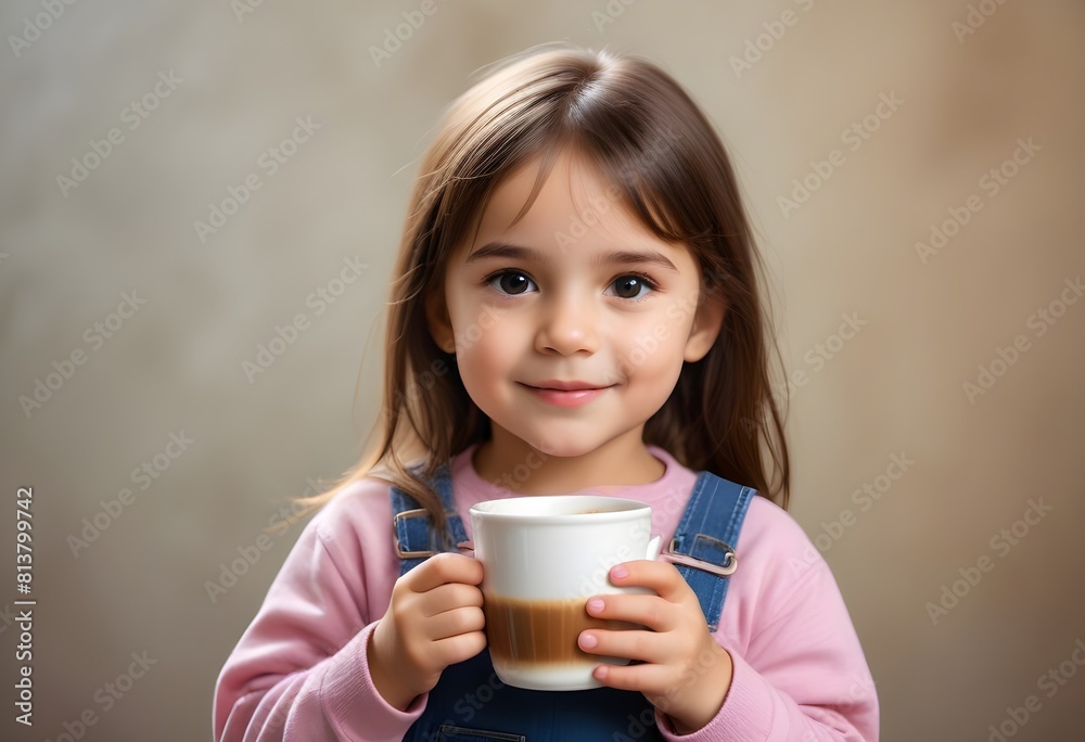 A happy child drinking milk A happy child drinking milk