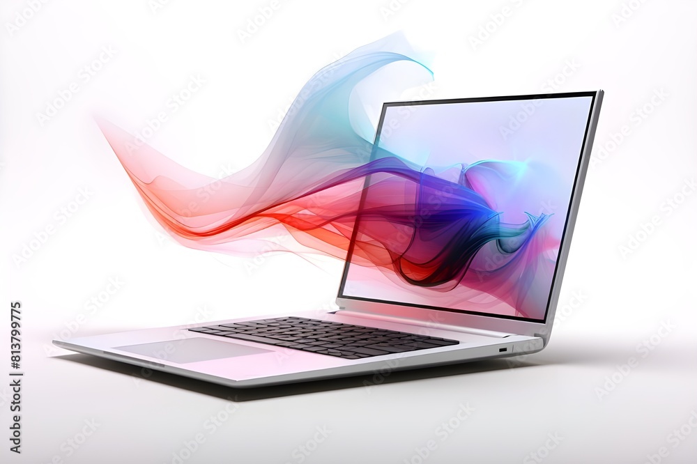 The Laptop Has Colorful Smoke On Screen The Laptop Has Colorful Smoke On Screen