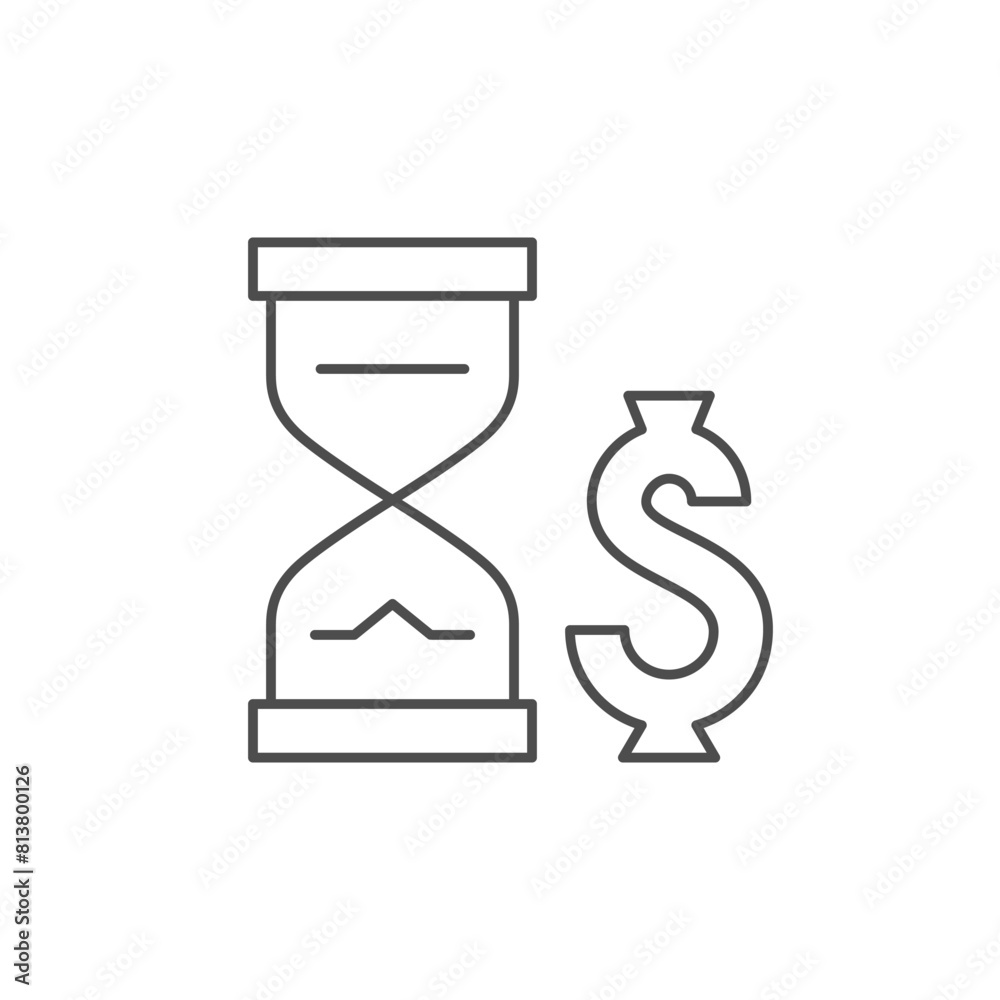 Cost of time line icon Cost of time line icon
