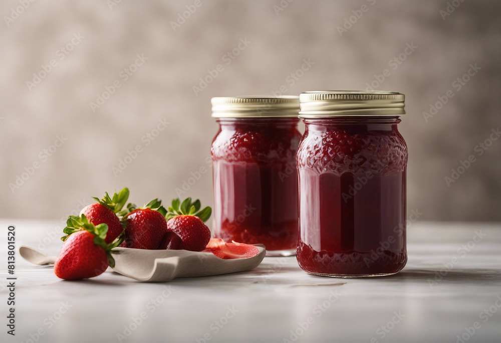 organic homemade strawberry jam in jar, isolated white background, copy space for text
organic homemade strawberry jam in jar, isolated white background, copy space for text