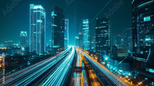 Modern city with high speed internet connection technology, can be used for display or montage your products, business, skyscraper, skyline, digital, connect, communication, network