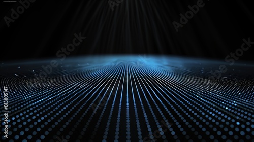 Grid technology background, strong sense of space，black cinematic background with a thin blue line grid over it, photorealistic