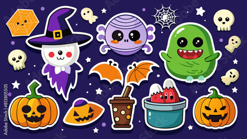 A set of stickers for halloween	