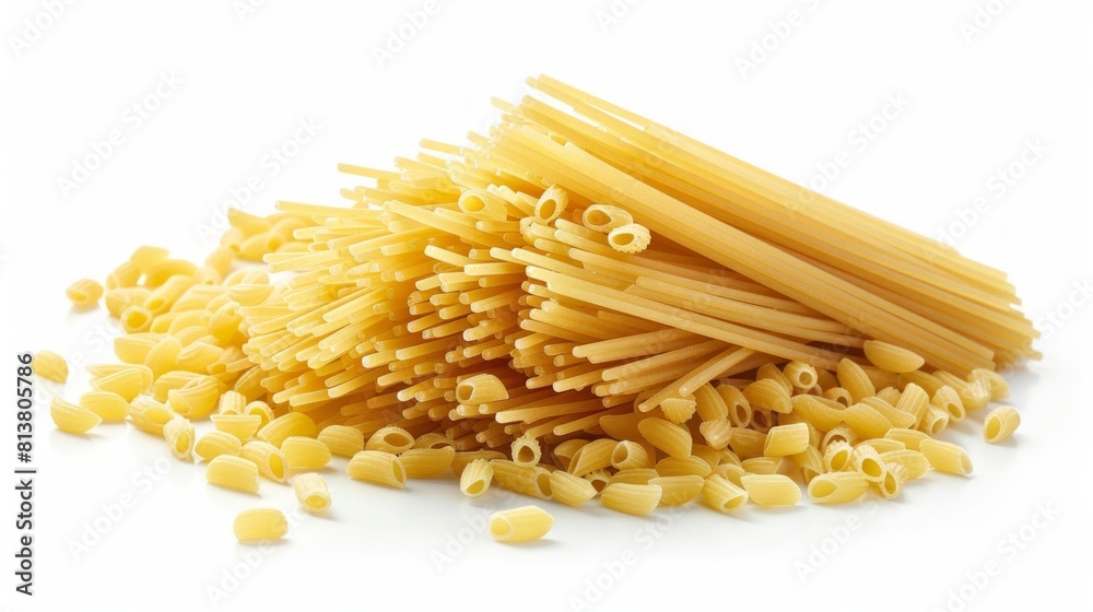 Collection of spaghetti isolated on white background. Set of multiple images. Part of series Collection of spaghetti isolated on white background. Set of multiple images. Part of series