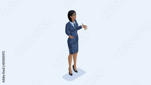 High-quality Video isometry. Variant of the faces and hairstyles of an African-American female president. Elections