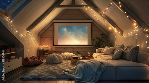 mockup home cinema in the attic