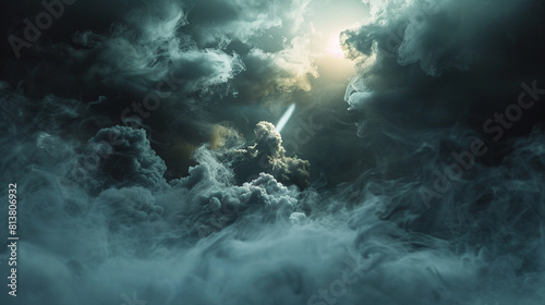 A timeless scene featuring Searchlight smoke background