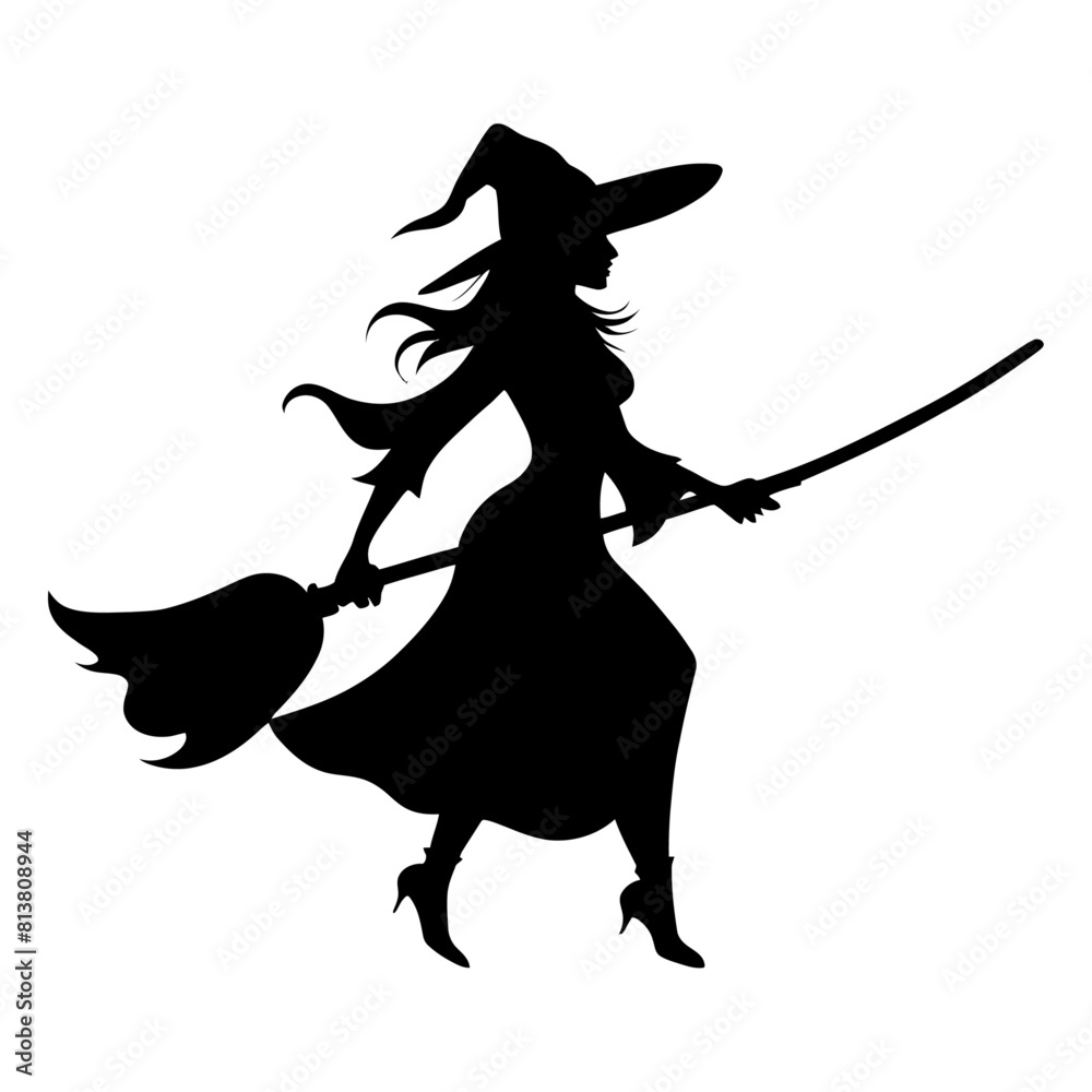 witches silhouettes vector illustration. mythical characters for