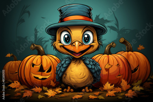 Cute Illustration of a Little Halloween Themed Bird