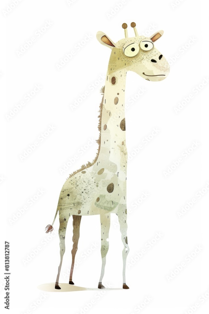 Obraz premium minimalist full body quirky arctic snowy giraffe isolated